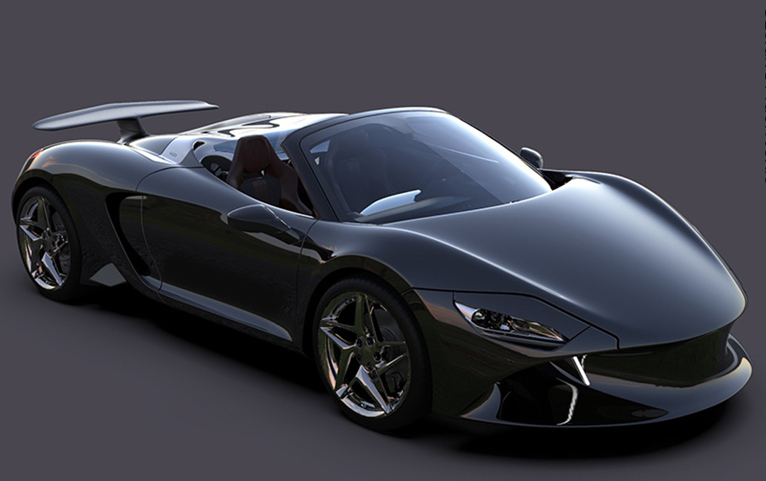 Sleek black electric sports car